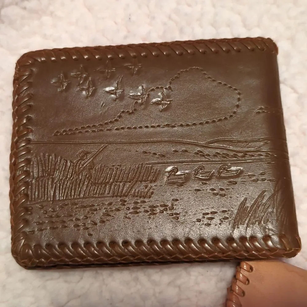 Vintage wallets and coin purse, hand-tooled & stitched‎